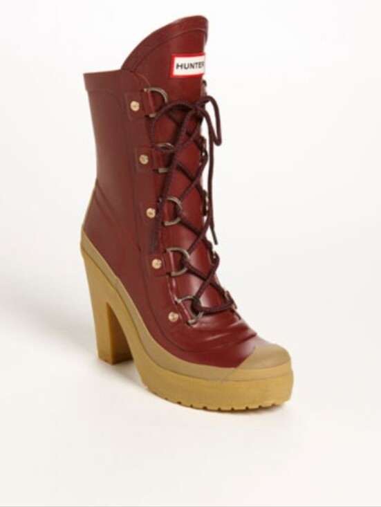 Hunter Shoes - Hunter Boots Gabby Block Heel Lace-up In Merlot Burgundy Rare Vintage
